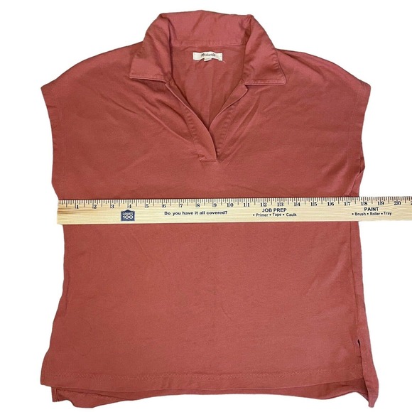 Madewell Women’s Coral Orange Relaxed Polo Tee 100% Cotton XS Extra Small - Picture 5 of 6